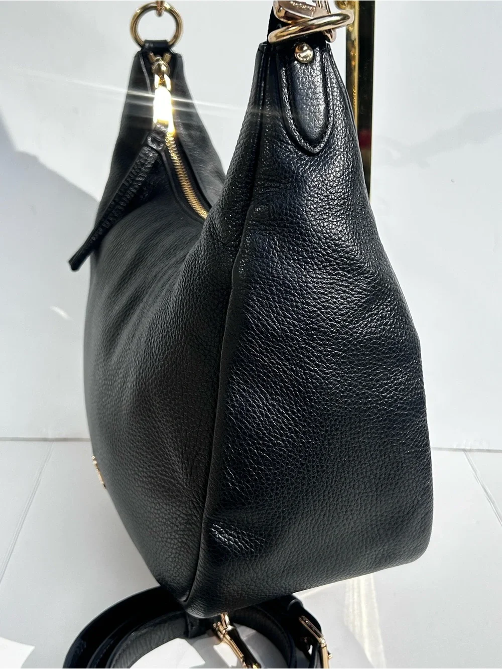 COACH C9190 Jules Hobo In Black Pebble Leather Classic Shoulder Bag Handbag